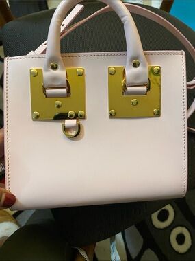 Sophie Hulme Pale Pink Mini Tote with Gold Hardware